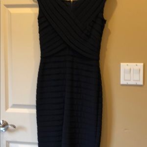 Adrianna Papell navy blue pleated dress